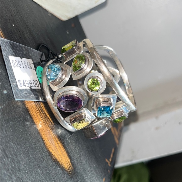 Charles Albert Gemstone Silver Cuff Bracelet - Picture 4 of 8